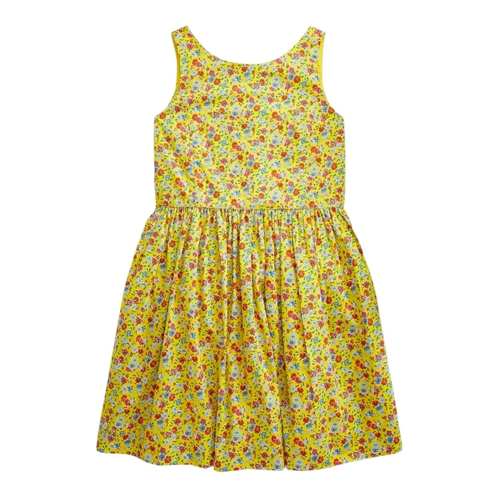 POLO RALPH LAUREN Girl's Floral Cotton Poplin Dress Yellow Girls Size 8 - Picture 1 of 11